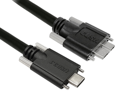 USB 3.0 Type-C Plug to Micro-B Plug Cable with two Jackscrews (M2) on both ends