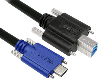 USB 3.0 Type-C Plug to Std-B Plug Cable with two Jackscrews (M2) on both ends