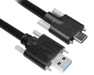 USB 3.1 Std-A Plug to Type-C Plug Cable with two Jackscrews (M2) on both ends