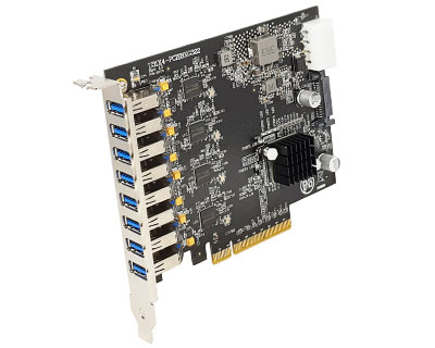 Quad Channel 8 port USB 3.2 Gen 2 (10Gbps) to PCI Express x8 Gen 3 Host Card