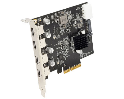 2-port (Type-C & Std-A)USB 3.1 to PCI Express x4 (x2 mode) Gen 3 Host Card w/PD 2.0