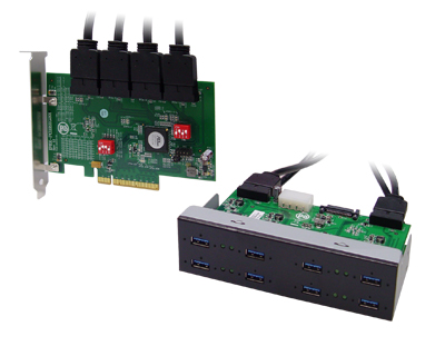 Octad Channel 8-port (1-port x 8) USB 3.0 to PCI Express x8 Gen 2 Host Card