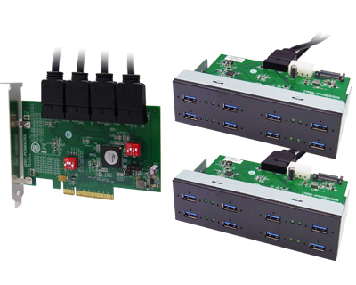 Octad Channel 16-port (2-port x 8) USB 3.0 to PCI Express x8 Gen 2 Host Card