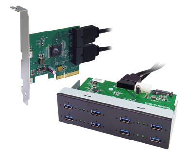 Quad channel 8-port (2-port x 4) USB 3.0 to PCI Express x4 Gen 2 Host Card
