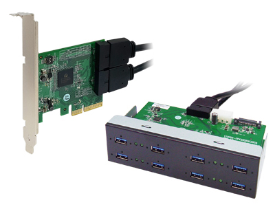 | U3X4-PCIE4XE303 Quad channel 8-port (2-port x 4) USB 3.0 to PCI Express x4 Gen 2 Host Card