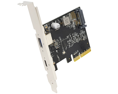 2-port (Type-C & Std-A)USB 3.1 to PCI Express x4 (x2 mode) Gen 3 Host Card w/PD 2.0