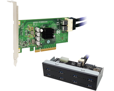 Quad Channel 8-port (2-port x 4) USB 3.1 Gen 2 to PCI Express x8 Gen 3 Host Card