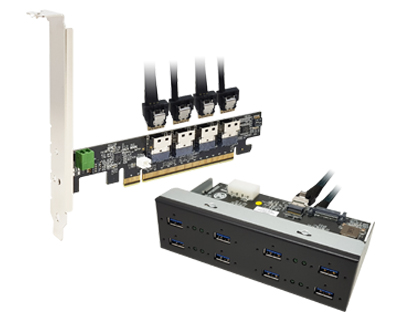 Quad Channel USB 3.1 Gen 2 to PCI Express x8 Gen 3 Card Host Adapter