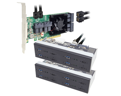 Eight Channel USB 3.1 Gen 2 to PCI Express x16 Gen 3 Card Host Adapter